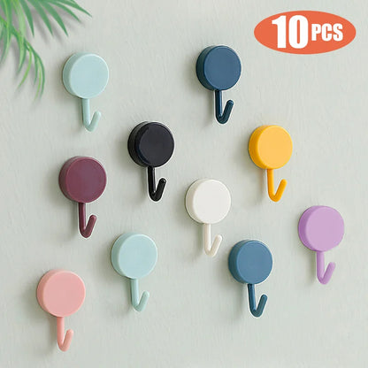 10PCS Self Wall Hook Strong Without Drilling Coat Bag Bathroom Door Kitchen Towel Hanger Hooks